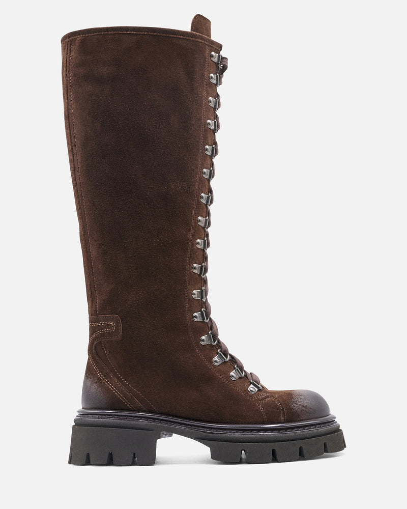 CORSET BOOTS HIGH CAMOSCIO